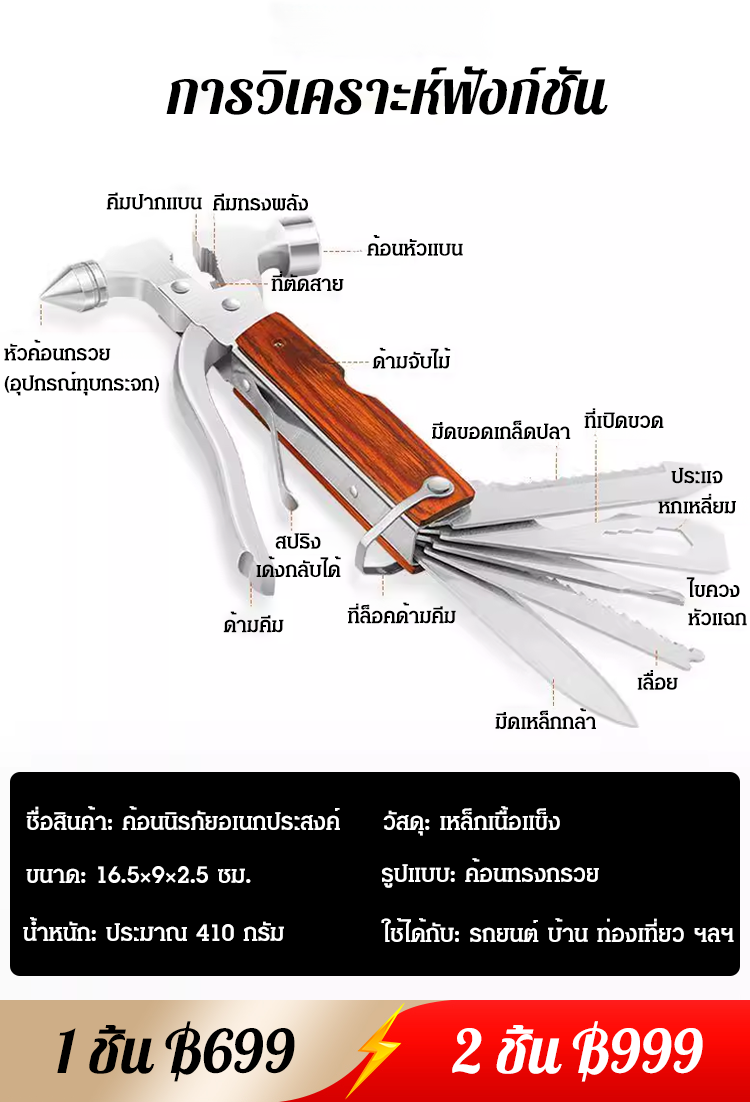 ค้อนนิรภัยอเนกประสงค์ในรถยนต์