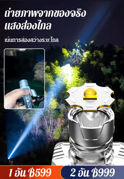 【ไฟส่องสว่างระยะไกล】ไฟฉายคาดหัวความสว่างสูง