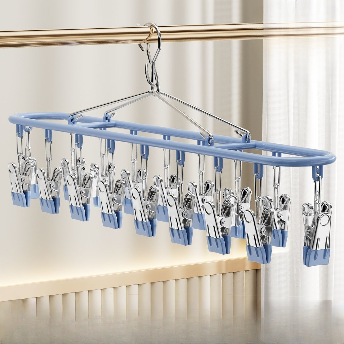 【18 คลิป】ราวหนีบผ้าสแตนเลสอเนกประสงค์