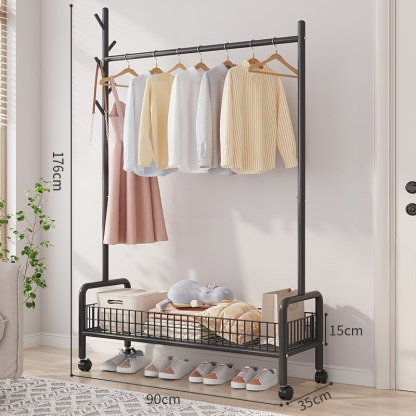 ราวตากผ้าอเนกประสงค์แบบพับได้พร้อมชั้นวาง แบบ 3 อิน 1