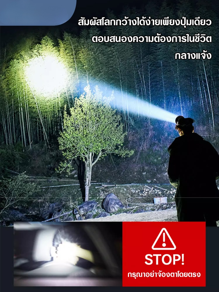 【ดวงตาแห่งรัตติกาล】ไฟฉายคาดหัวเลเซอร์สีขาวปรับซูมแบบยืดไสลด์