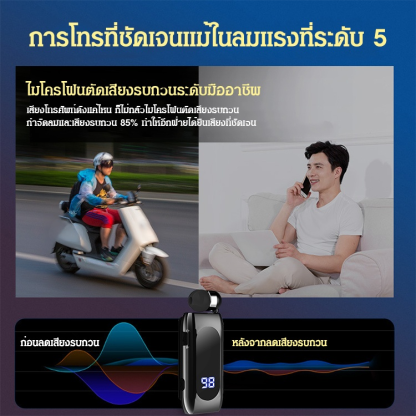 หูฟังบลูทูธอัจฉริยะ แบบยืดหดได้ มีคลิปหนีบปกเสื้อ