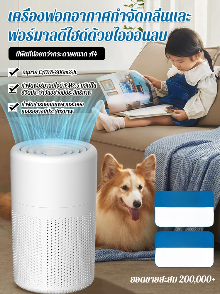 เครื่องฟอกอากาศกำจัดกลิ่นและฟอร์มาลดีไฮด์ด้วยประจุลบ