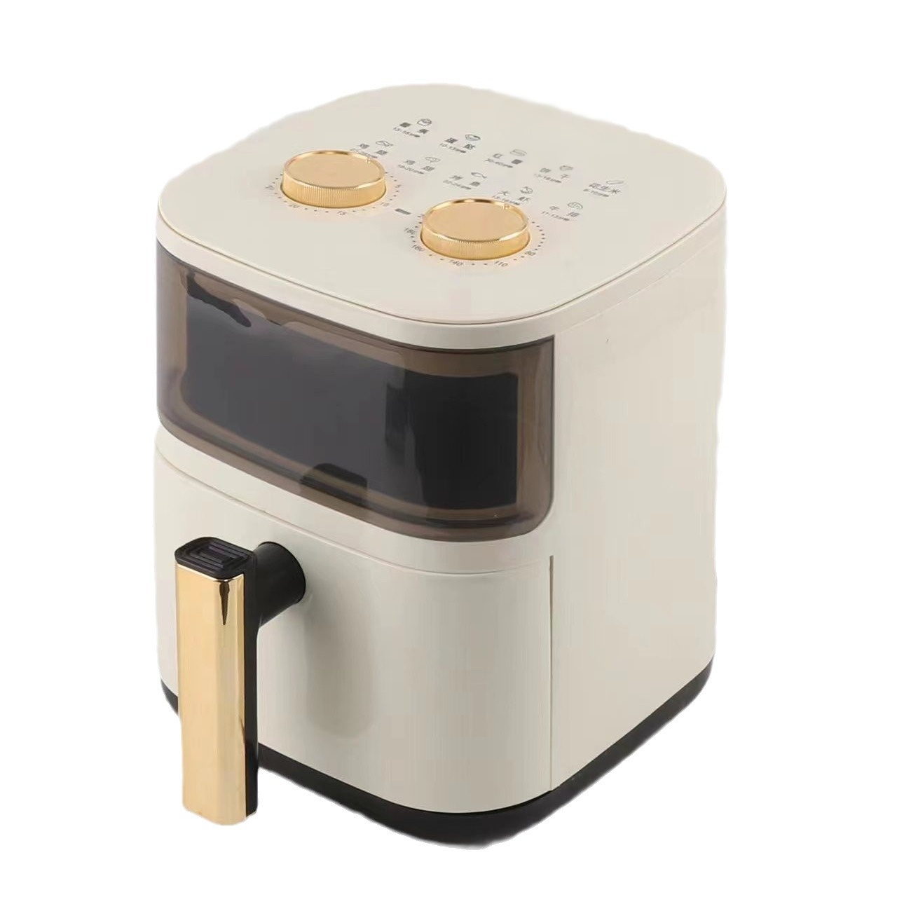 หม้อทอดไร้น้ำมันแบบมองเห็นได้ลูกบิดคู่มัลติฟังก์ชั่น