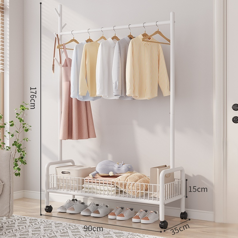 ราวตากผ้าอเนกประสงค์แบบพับได้พร้อมชั้นวาง แบบ 3 อิน 1