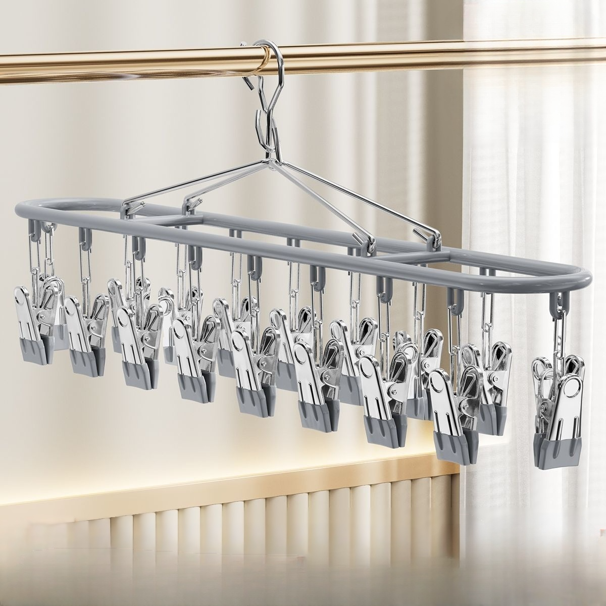 【18 คลิป】ราวหนีบผ้าสแตนเลสอเนกประสงค์