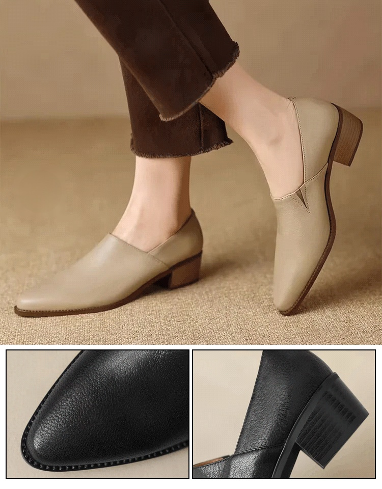 รองเท้าหนังแกะหัวแหลมวินเทจ