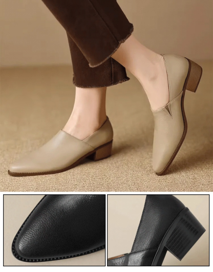 รองเท้าหนังแกะหัวแหลมวินเทจ