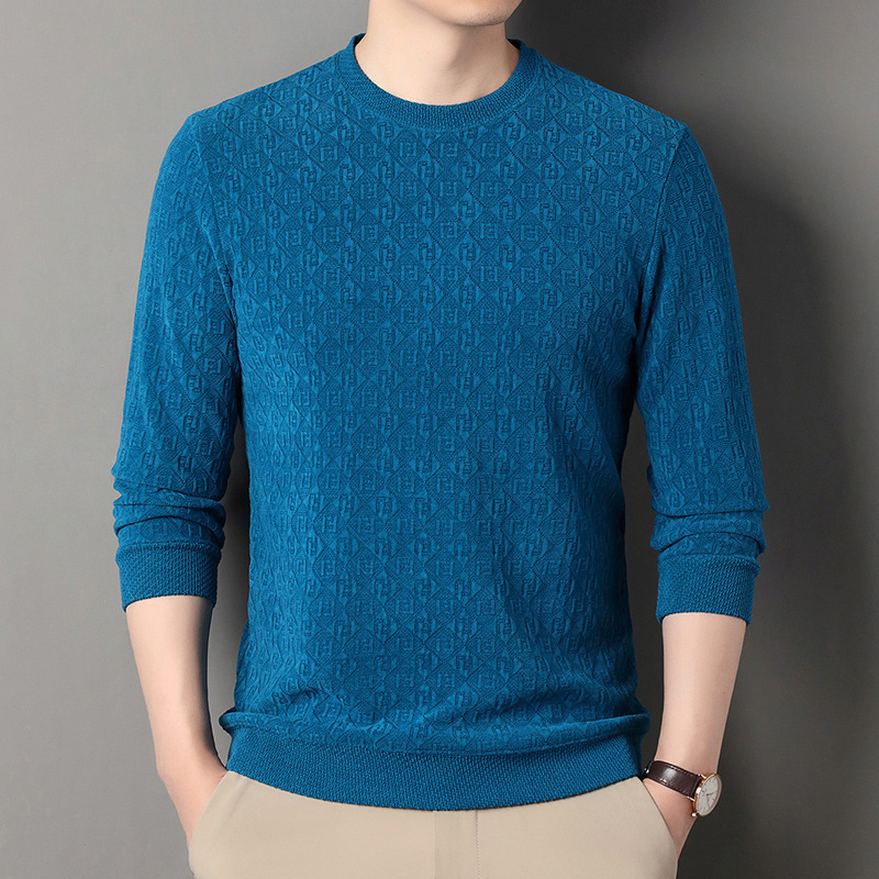 เสื้อทอแจ็คการ์ดลำลองระดับพรีเมี่ยมของผู้ชาย