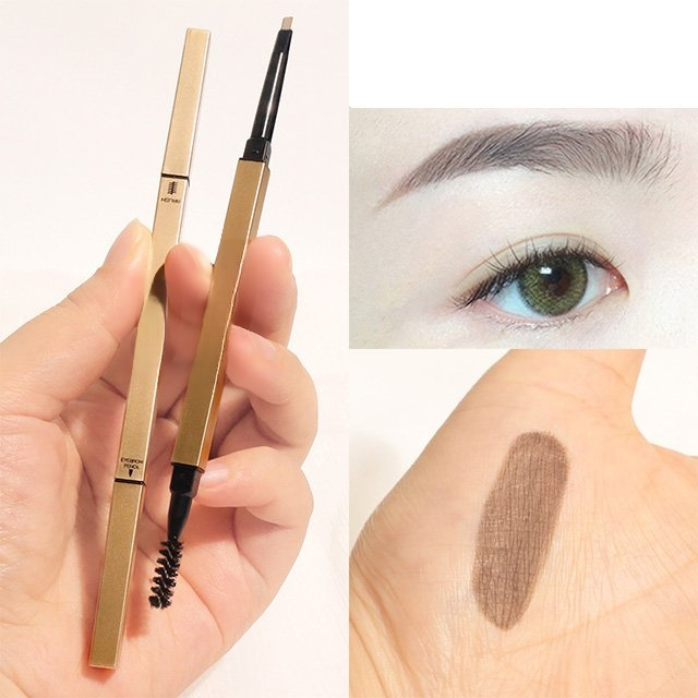 ดินสอเขียนคิ้ว 2 หัวสีทอง กันน้ำ