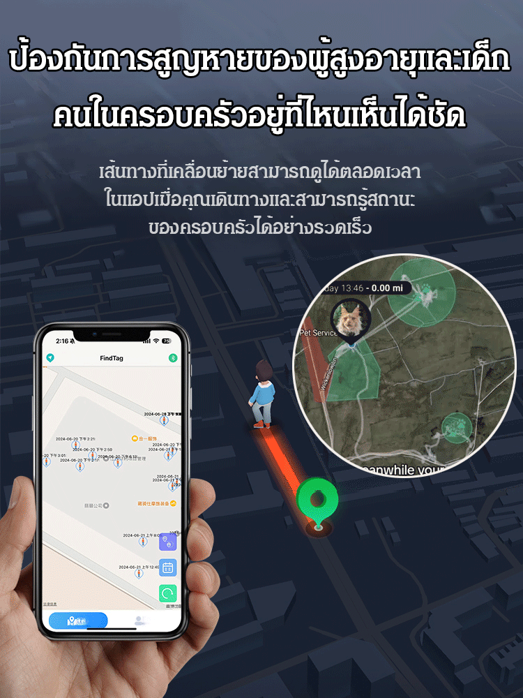 ตัวระบุตำแหน่ง GPS ป้องกันสูญหาย Ntag 