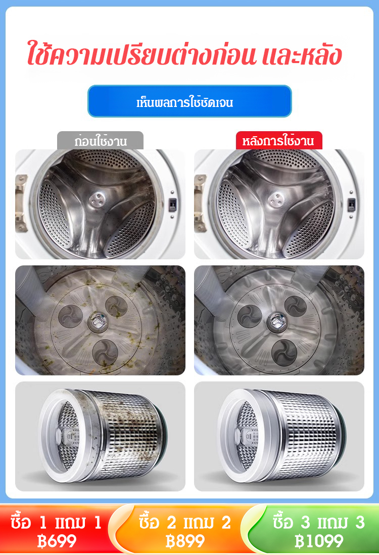 【หนึ่งหยดฆ่าเชื้อโรค】น้ำยาทำความสะอาดและฆ่าเชื้อเครื่องซักผ้า