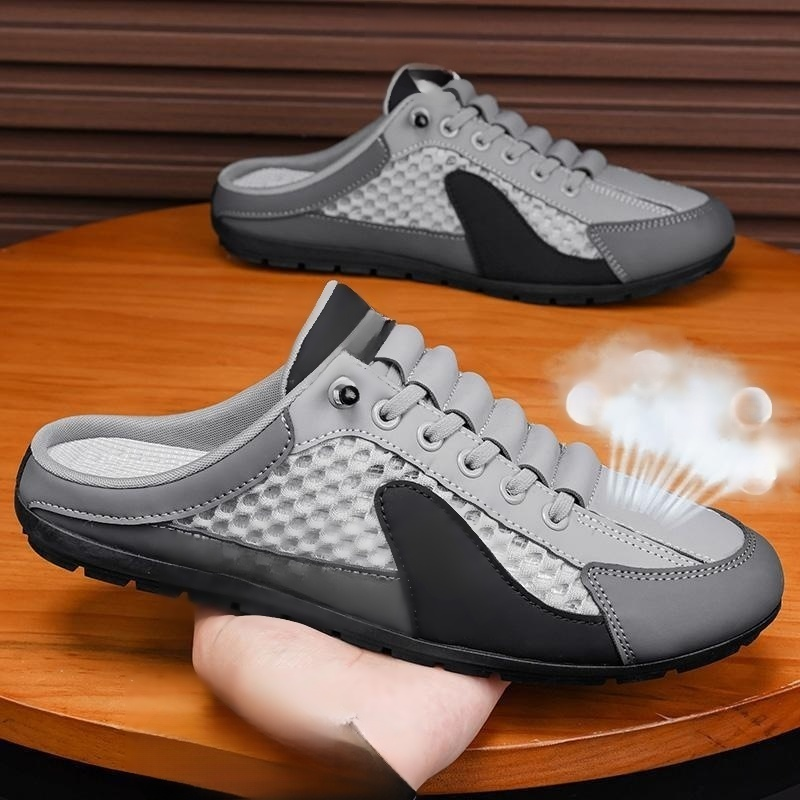 รองเท้าผ้าใบแบบสลิปออน เปิดส้น