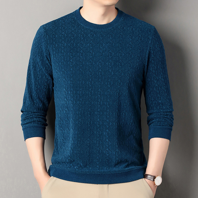 เสื้อทอแจ็คการ์ดลำลองระดับพรีเมี่ยมของผู้ชาย