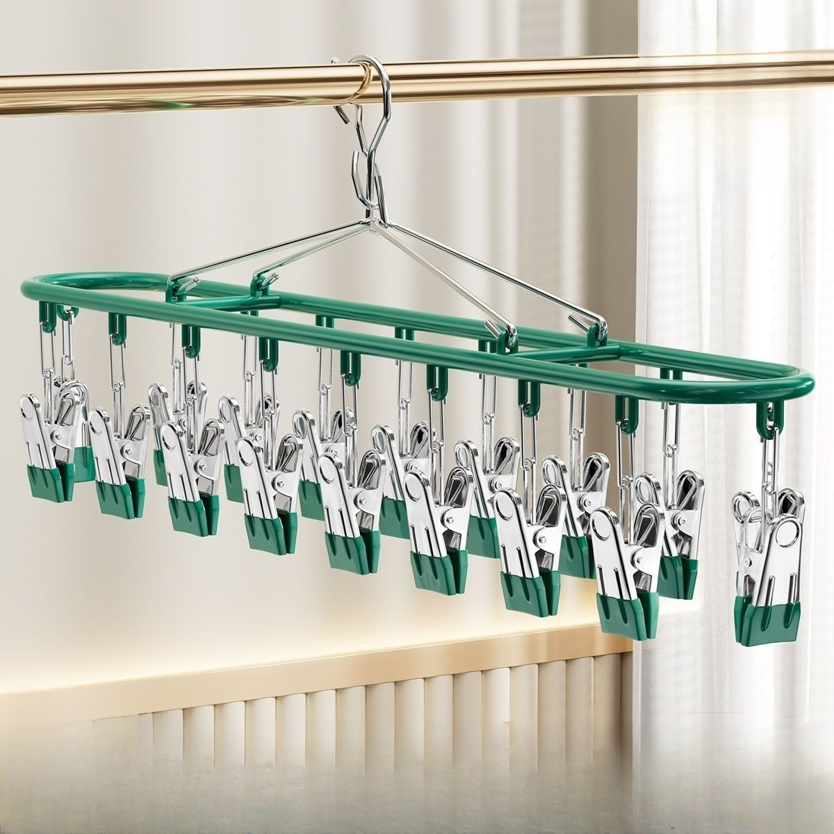 【18 คลิป】ราวหนีบผ้าสแตนเลสอเนกประสงค์