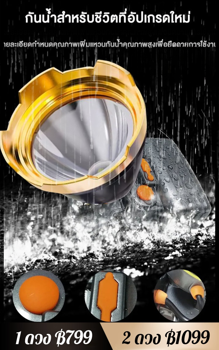 【ขายดีในประเทศไทย】ไฟฉายคาดหัวแรงสูง