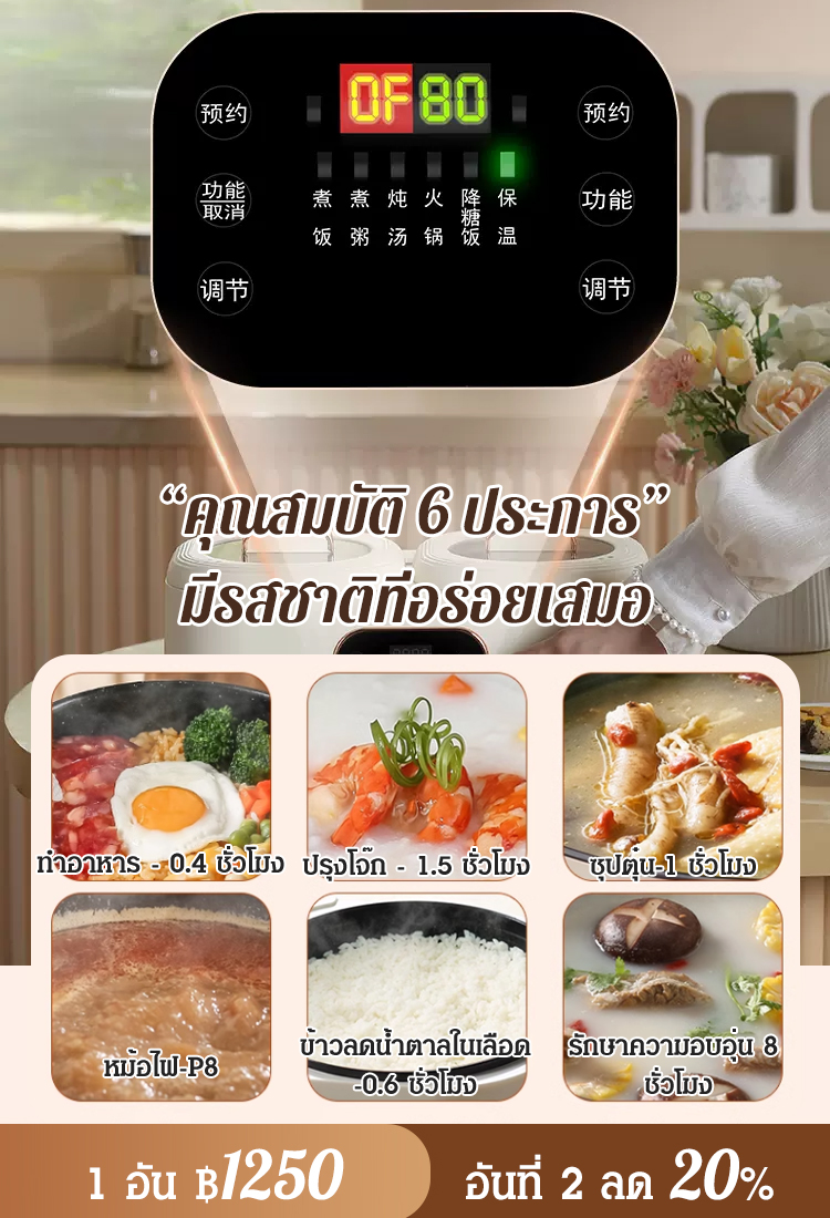 【หม้อเดียวใช้ได้สองแบบ】หม้อหุงข้าว 2 ช่อง