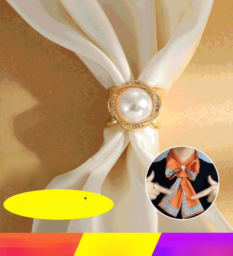 หัวเข็มขัดผ้าพันคอไหม แต่งไข่มุกแฟชั่น สไตล์ชาแนล