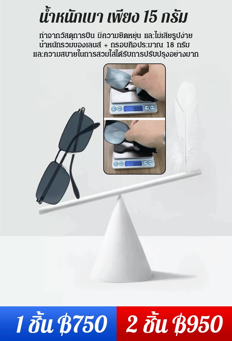 【ผู้ชายเท่ต้องมี】 แว่นกันแดดป้องกันตาน้ำหนักเบา