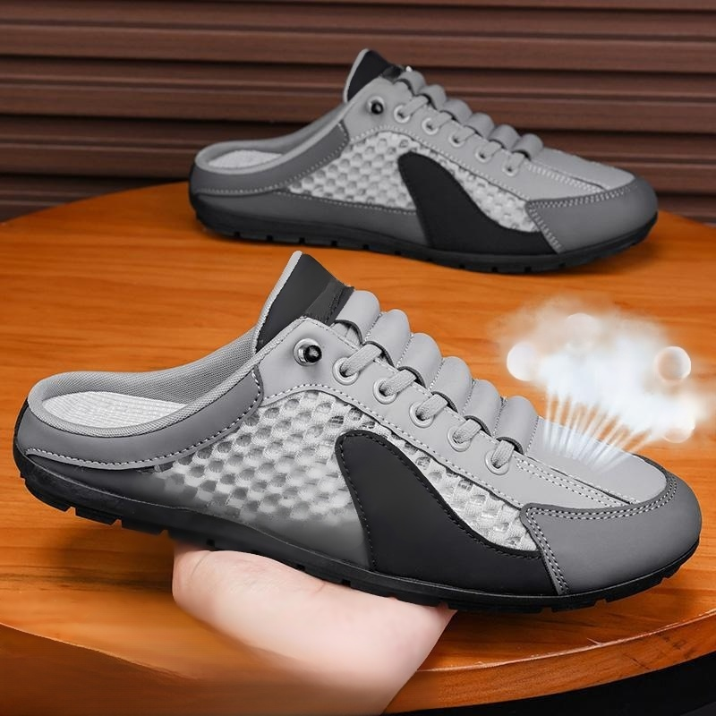 รองเท้าผ้าใบแบบสลิปออน เปิดส้น