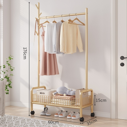 ราวตากผ้าอเนกประสงค์แบบพับได้พร้อมชั้นวาง แบบ 3 อิน 1