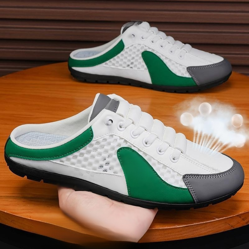 รองเท้าผ้าใบแบบสลิปออน เปิดส้น