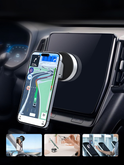 【เขย่าแรงก็ไม่หลุด】ที่วางโทรศัพท์แบบดูดสองด้านด้วยแม่เหล็กและถ้วยดูด