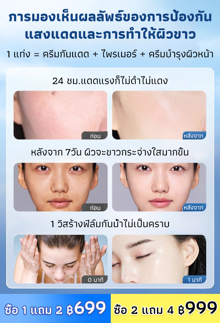 ครีมกันแดดเพื่อผิวขาวไม่เหนียวเหนอะหนะ
