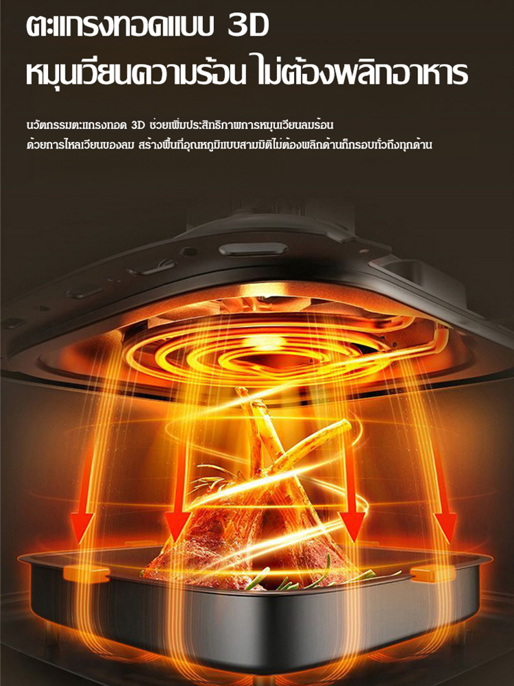 หม้อทอดไร้น้ำมันแบบมองเห็นได้ลูกบิดคู่มัลติฟังก์ชั่น