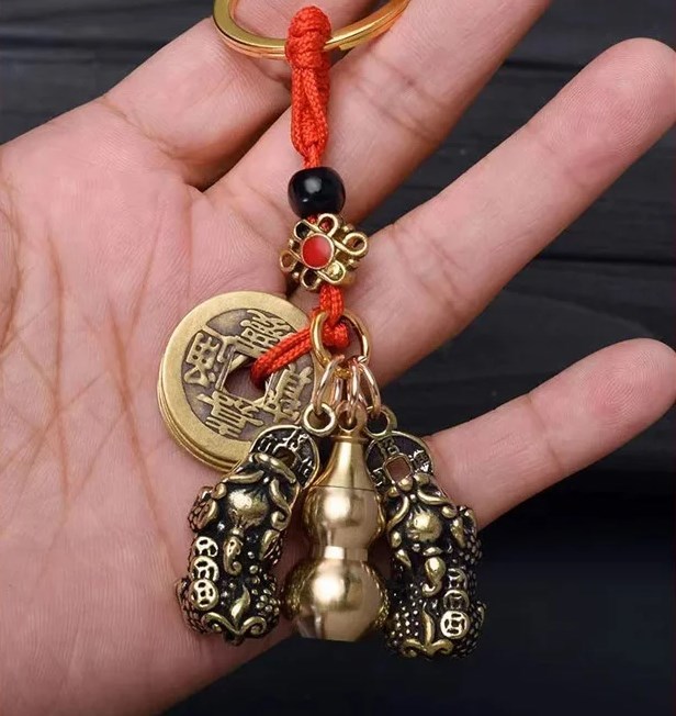 【นำโชค】จี้ปี่เซียะทองเหลืองคู่