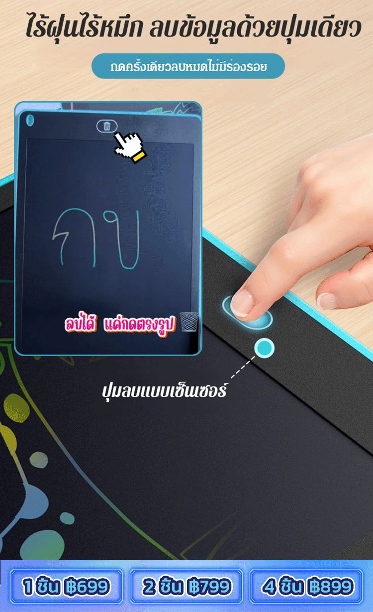 【เขียนและวาดอย่างสนุก】กระดานเขียนอิเล็กทรอนิกส์อเนกประสงค์ 