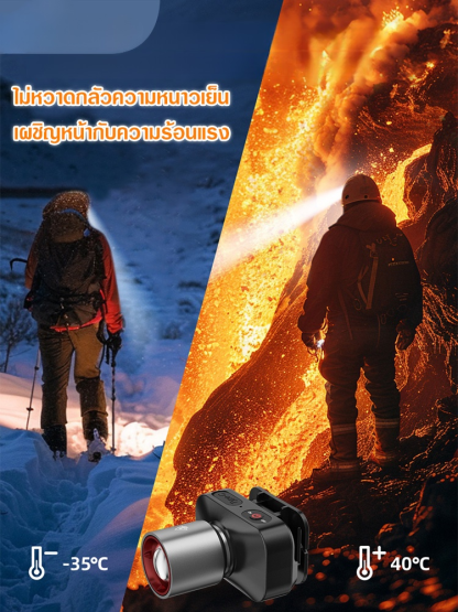 【ดวงตาแห่งรัตติกาล】ไฟฉายคาดหัวเลเซอร์สีขาวปรับซูมแบบยืดไสลด์