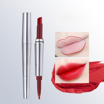 ลิปสติกและดินสอเขียนขอบปากไม่ติดแก้วแบบสองหัว 