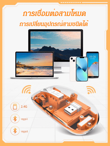 เมาส์แบบใสไร้สายแบบแม่เหล็ก