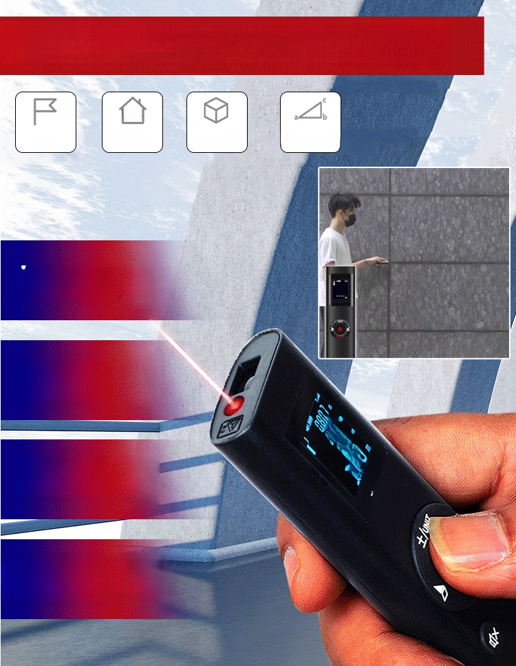 เครื่องวัดระยะเลเซอร์อัจฉริยะ 40เมตรแบบมือถือ