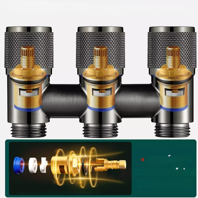 【1ทางน้ำเข้า3ทางน้ำไหลออก】วาล์วน้ำสามทางควบคุุมน้ำเข้าและน้ำไหลออก