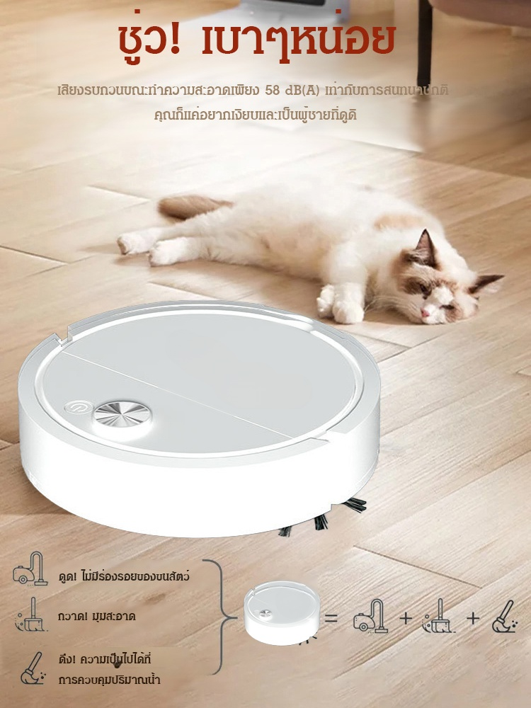 หุ่นยนต์ดูดฝุ่น กำลังแรงเสียงเบาและกำจัดเชื้อโรค