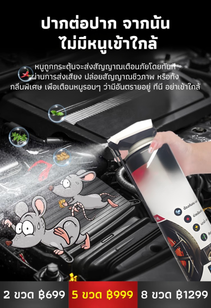 【ขวดเดียวก็พอ】สเปรย์ไล่หนูทำความสะอาดรถยนต์