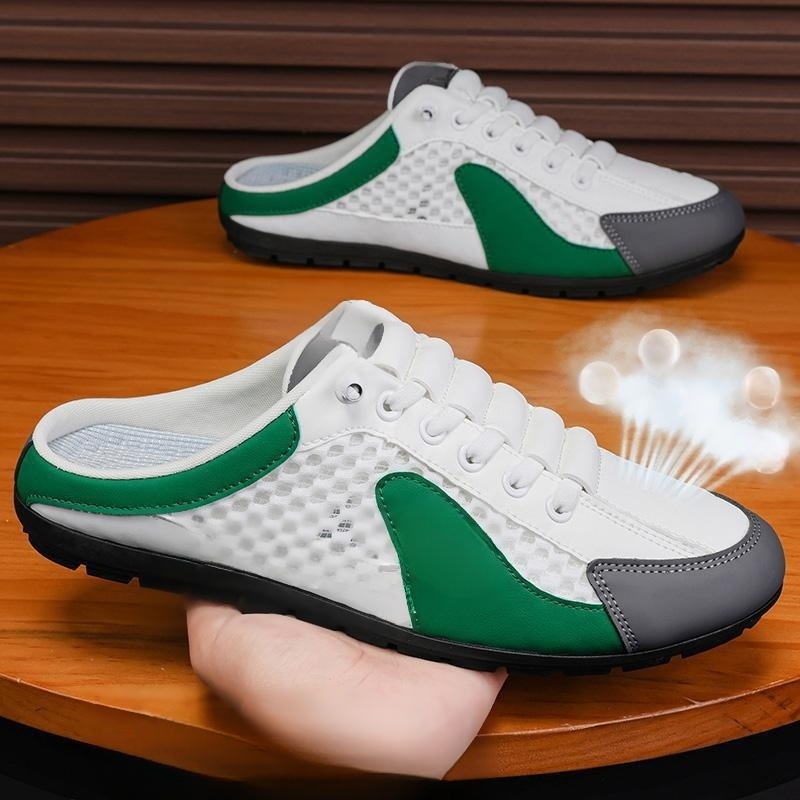 รองเท้าผ้าใบแบบสลิปออน เปิดส้น