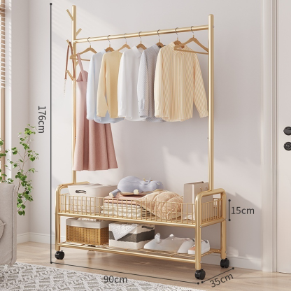 ราวตากผ้าอเนกประสงค์แบบพับได้พร้อมชั้นวาง แบบ 3 อิน 1