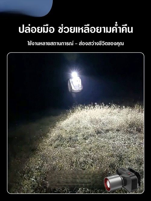 【ดวงตาแห่งรัตติกาล】ไฟฉายคาดหัวเลเซอร์สีขาวปรับซูมแบบยืดไสลด์