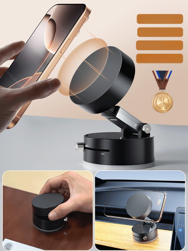 【เขย่าแรงก็ไม่หลุด】ที่วางโทรศัพท์แบบดูดสองด้านด้วยแม่เหล็กและถ้วยดูด