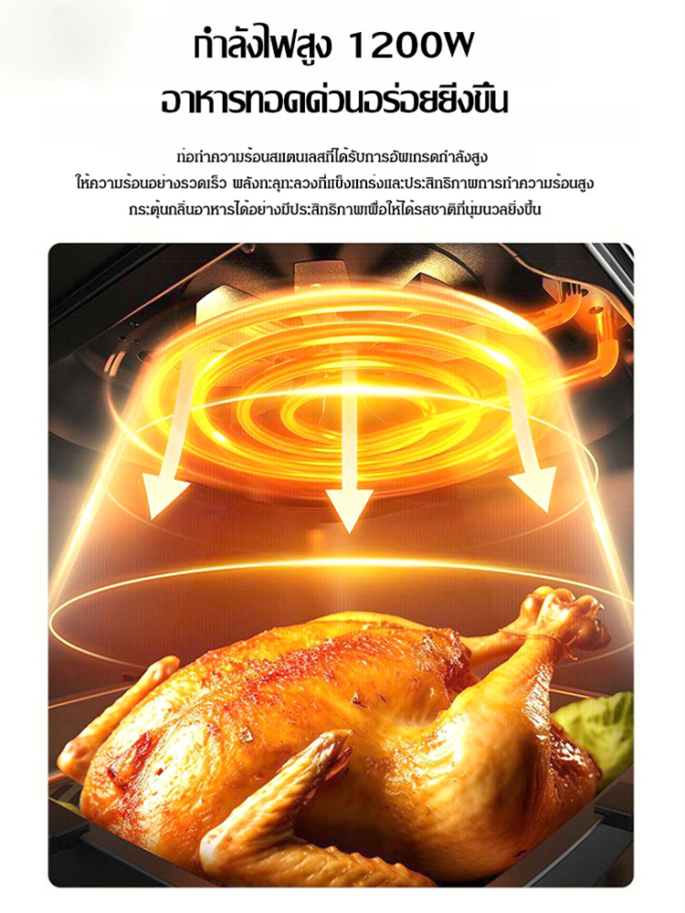 หม้อทอดไร้น้ำมันแบบมองเห็นได้ลูกบิดคู่มัลติฟังก์ชั่น