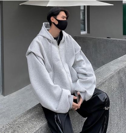 Zipper Hooded Sweatshirt