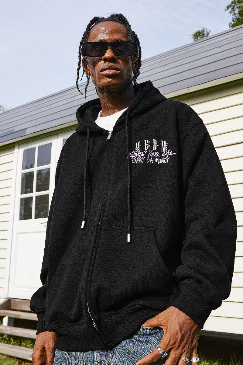 Enjoy Your Life Zip Up Hoodie – AXES KOREA