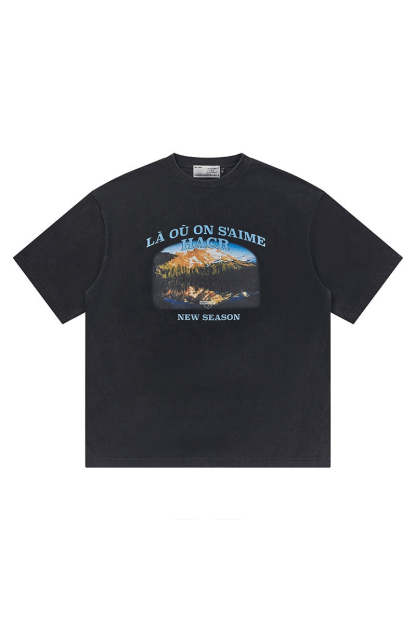 Washed Printed Mountain Tee