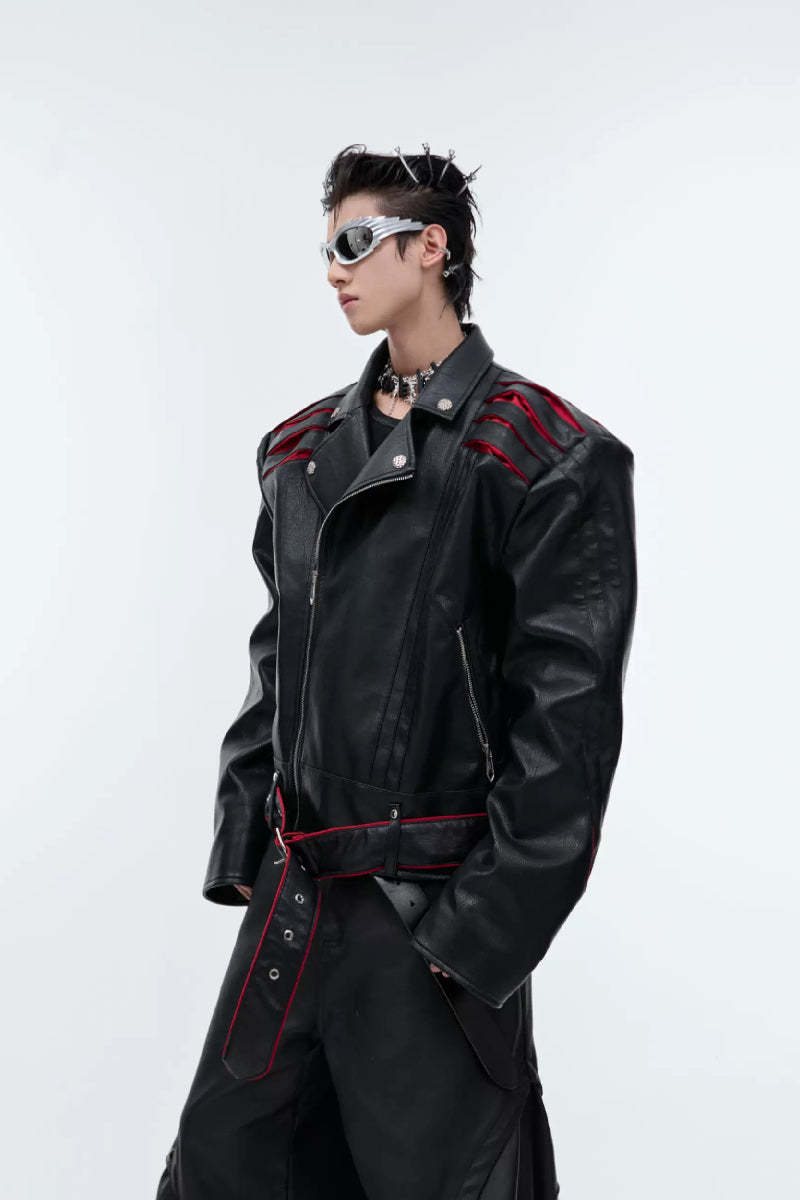 Deconstructed Spine Pleated Moto Jacket