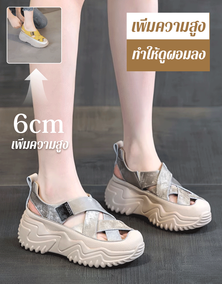 รองเท้าผู้หญิงแบบปิดหัว พื้นหนา แมตช์ง่าย