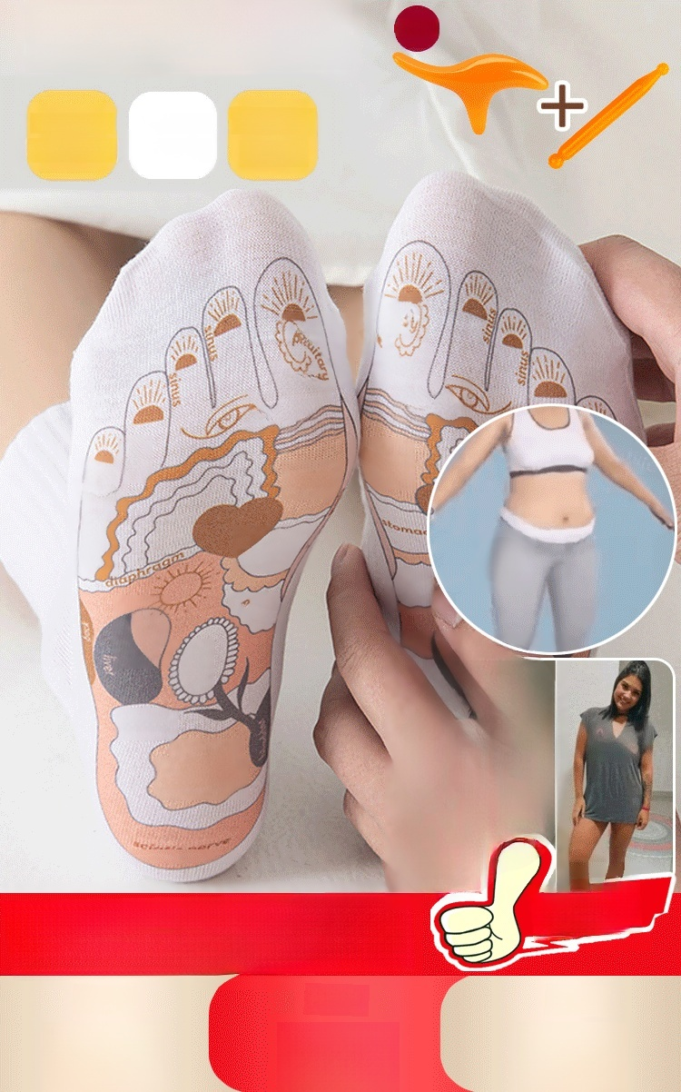 【แถมเครื่องนวด】ถุงเท้าบำบัดนวดกดจุดสะท้อน