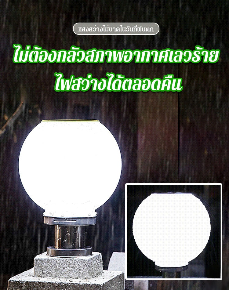 【ค่าไฟฟ้า 0 เป็นเวลาหนึ่งปี】โคมไฟติดด้านบนเสาพลังงานแสงอาทิตย์